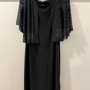 MARINA Black Dress with Beaded Detail